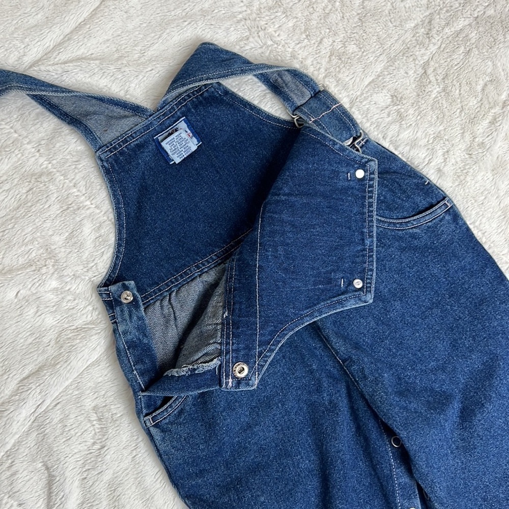 Sprockets Girl’s Toddler Classic Blue Denim Pink Flower Pocket Overalls -Size 3T - Picture 3 of 14